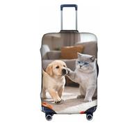 HGIUYDRD Copertura per bagagli con stampa nuvole bianche - Coprivaligie per bagagli con tessuto elasticizzato elastico, quattro misure, Cane e Gatto, M