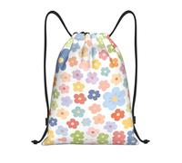 HGIUYDRD Daisy Stripe Block Print Zaino leggero con coulisse elegante borsa da palestra e borsa da spiaggia per viaggi e fitness, Frammenti floreali colorati, S