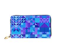 HGIUYDRD Portafoglio da donna con stampa geometrica blu viola, elegante e compatto, con stampa completa su entrambi i lati, Geometria Blu Viola, taglia unica