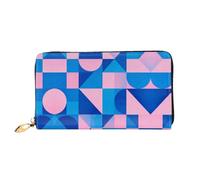 HGIUYDRD Portafoglio da donna con stampa geometrica blu viola, elegante e compatto, con stampa completa su entrambi i lati, Geometria Blu Rosa, taglia unica
