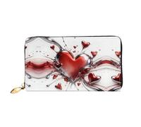 HGIUYDRD Portafoglio da donna rosa trasparente con stampa a cuore, elegante e compatto, con stampa completa su entrambi i lati, Cuore Rosso Fiamma, taglia unica