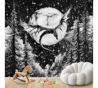 hgjdjhnf Carta da parati fantasy con drago, foresta nera e fiaba, in tessuto non tessuto, ideale per soggiorno, camera da letto e cameretta dei bambini. Motivo decorativo per pareti, 430 cm x 300 cm.
