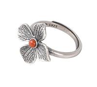 HGJH Anelli d'Argento,S925 Sterling Silver Lascia Anello di Agata Rossa Anelli Regolabili retrò Anello Dito Indice Argento Eternity Ring Fascino di Nozze Gioielli Regali per Uomini Ragazze Signore