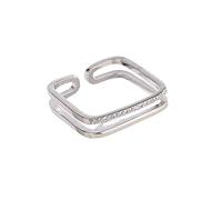 HGJH Anelli d'Argento,Anelli in Argento Sterling Donna 925 Anelli Quadrati Regolabili Doppio Strato Anelli di Fidanzamento Regolabili in Moda per Anelli di Fidanzamento Regali per Anelli di Eternità