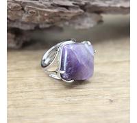 HGJH Anelli Donna Regolabili, Anello in Pietra Naturale Cabochon Quadrato Anelli A Dito Ridimensionabili con Ametista Gioielli Moda Donna
