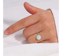 HGJH Anelli Regolabili, Argento cabochon Opale 10 mm Pietra Naturale Aperto intarsio Regolabile retrò Moda Semplice Donna Ragazza Festa Gioielli Regalo