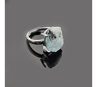 HGJH Anello Donna, Anelli di Cristallo con Pietra Naturale Acquamarina Anello con Fetta di Fascino Irregolare Gioielli da Donna Regali per Festeanello di Pietra Regolabile