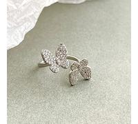 HGJH Anello in Argento 925 da Donna,Anello Regolabile per Donna Doppia Farfalla Argento Sterling 925 Micro Pavé Zircone retrò Anello Dito Indice da Sposa Gioielli Eterni Regali per Ragazze Signore