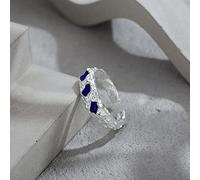HGJH Anello in Argento 925 da Donna,Anello Regolabile per Le Donne Irregolare Blu Zircone Argento Sterling 925 Micro Pavé Texture Nocche Anelli da Sposa Gioielli Eternity Regali per Ragazze Signore