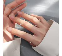 HGJH Anello in Argento 925 da Donna,Anello Regolabile per Le Donne Perle d'Acqua Dolce Argento 925 Prime Circle Anelli A Nocche per Dito Indice da Sposa Gioielli Eterni Regali per Ragazze Signore