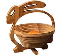 HGJHJJHK 11x 11,8 Pollici di Cesto di Frutta in bambù Pieghevole, Cesto di Frutta secchi Pieghevole, Cesto di Snack in Legno, Supporto per Ciotola di Frutta Creativa per Tavolo da Cucina, Coniglio,