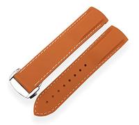 HGJHJJHK 20 mm da 21 mm in gomma in gomma cinghia di guardia impermeabile per iwc mark le petit principe big spitfire bracciali accessori (colore: linea bianca arancione, dimensione: 19 mm)