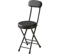 HGJHJJHK 45 cm/18 sgabelli pieghevoli portatili, sgabello da bar della colazione in cucina pieghevole, sedia in metallo imbottita imbottita con pentola e poggiapiedi, nero, una taglia