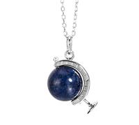 HGJHJJHK Accessori Vintage S925 Collana per Le Donne Clavicle Catena Lapis Lazuli Globe Che Gira a Mano Fatta a Mano Hanfu Jewelry Women's Cionclane Charm Gift National Old Craft