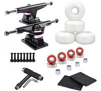 HGJHJJHK Camion Skateboard - Camion Standard per Skate Board 2 PCS con Accessorio per Cuscinetti per Cuscinetti a Monte per Pattini, Bianco Nero