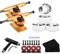 HGJHJJHK Camion Skateboard - Camion Standard per Skate Board 2 PCS con Accessorio per Cuscinetti per Cuscinetti a Monte per Pattini, Oro -white1