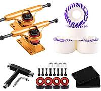 HGJHJJHK Camion Skateboard - Camion Standard per Skate Board 2 PCS con Accessorio per Cuscinetti per Cuscinetti a Monte per Pattini, Oro -white2