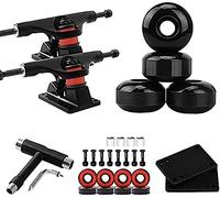 HGJHJJHK Camion Skateboard - Camion Standard per Skate Board 2 PCS con Camion Skateboard con Accessorio per Cuscinetti per Cuscinetti a Monte per Pattini, Nero Nero, Nero Nero