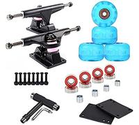 HGJHJJHK Camion Skateboard - Camion Standard per Skate Board 2pcs 2pcs con Accessorio per Cuscinetti per Cuscinetti a Monte per Pattini, Blu Nera