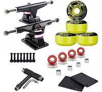 HGJHJJHK Camion Skateboard - Camion Standard per Skate Board 2pcs 2pcs con Accessorio per Cuscinetti per Cuscinetti a Monte per Pattini, Giallo Nero