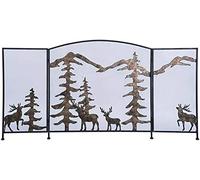 HGJHJJHK Canta del Camino, Grande Schermo del Camino, 3 Pannello in Ferro battuto Place di Camino in Piedi con Copertura in Rete in Metallo Solido, Pieghevole (Colore: Marrone) (Nero) Piccolo Regalo