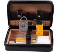 HGJHJJHK Custodia più Leggera in Pelle in Pelle Antivento in Acciaio Inossidabile per ghigliottine Strumento di Regalo dei sigari Portatile per Viaggi e Lavoro