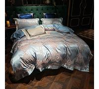 HGJHJJHK Elegante Copripiumino in Raso, Tessuto dal Design Damascato Copripiumino in Tessuto Jacquard Copripiumino in 4 Pezzi Set Biancheria da Letto King (King)