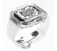 HGJHJJHK Guarda 8 Ultra 49mm Glacier Glacier Case di orologio trasparente+Kit Mod Cingcio di orologio in gomma ， per serie 8 7 6 5 4 SE 45mm 44mm Kit di modifica