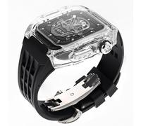 HGJHJJHK Guarda 8 Ultra 49mm Glacier Glacier Case di orologio trasparente+Kit Mod Cingcio di orologio in gomma ， per serie 8 7 6 5 4 SE 45mm 44mm Kit di modifica