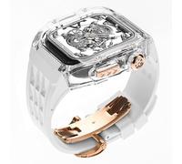 HGJHJJHK Guarda 8 Ultra 49mm Glacier Glacier Case di orologio trasparente+Kit Mod Cingcio di orologio in gomma ， per serie 8 7 6 5 4 SE 45mm 44mm Kit di modifica