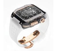 HGJHJJHK Guarda 8 Ultra 49mm Glacier Glacier Case di orologio trasparente+Kit Mod Cingcio di orologio in gomma ， per serie 8 7 6 5 4 SE 45mm 44mm Kit di modifica