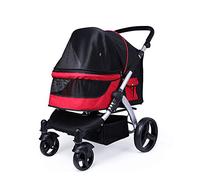 HGJHJJHK Passeggino da viaggio per cani di taglia media e grande in uscita, carrello di trasporto pieghevole con ruote, rosso