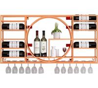 HGJHJJHK Portabottiglie montata a parete, porta eolica industriale in ferro battuto, portabiading per decorazioni per mobili da vino Restaut, E, 100x11x52cm