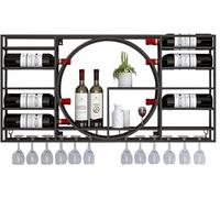 HGJHJJHK Portabottiglie montata a parete, porta eolica industriale in ferro battuto, portafoglio di decorazioni per mobili per vino Restaut, B, 100x11x52cm