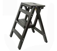 HGJHJJHK Scala in legno massello sgabello a 2 gradini multifunzione per uso domestico sedia pieghevole per scale a doppio uso per interni scaletta piccola scala sgabello per scale (colore: noce nero)