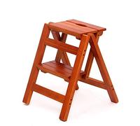 HGJHJJHK Scala in legno per uso domestico pieghevole scala a 2 gradini multifunzione sgabello scala scala sedia per interni arrampicata in legno massello (colore: marrone chiaro)