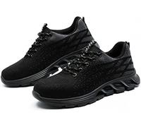 HGJHJJHK Scarpe di Punta in Acciaio Scarpe da Lavoro Non slittata, Scarpe da Costruzione Industriale, Scarpe da Lavoro Traspirante Anti-pountura Leggera, Noir, 8.5 Regno Unito, costruttivo23