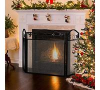 HGJHJJHK Schermata del Camino in Metallo, Moderno Supporto per la Guardia del Camino in Rete, Guardia del Camino a 3 Pannelli, Pannelli di Protezione in Ferro battuto Pieghevole Piccolo Regalo