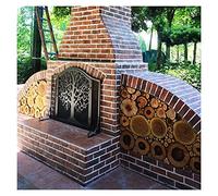 HGJHJJHK Schermo del Camino all'aperto con Porte, Grande Pannello in Metallo a Livello Libero Piatto Singolo per Proteggere la Sicurezza degli Animali Domestici, Albero della Vita Piccolo Regalo