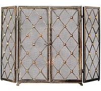 HGJHJJHK Schermo del Camino, cancello a Maglie Decorativo in Metallo a 3 Pannelli, Coperchio in Rete del Camino di Ferro, Pieghevole Grandi schermi antincendio per la Protezione Piatta per all'aperto