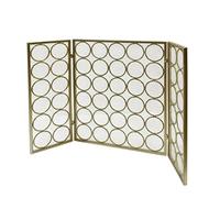 HGJHJJHK Schermo del Camino in Ferro battuto Schermata Schema di sceneggiatura Tri-Fold Circle Pattern with Net Spark Protection Scherma