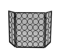 HGJHJJHK Schermo del Camino in Ferro battuto Schermata Schema di sceneggiatura Tri-Fold Circle Pattern with Net Spark Protection Scherma