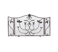 HGJHJJHK Schermo del Camino Pieghevole Black 3 Pannello, Fuoco Extra Largo Vintage per Fossa di Fuoco Aperta, Grande Protezione del riscaldatore con Decorazione Fiore a Scorrimento Piccolo Regalo