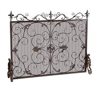 HGJHJJHK Schermo del Camino Schema scolpito in Ferro battuto Centro Scamera Anteriore Schermata con Rete a Prova di Fuoco Fence Soggio