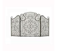 HGJHJJHK Schermo del Camino schermata da Camino 3 Pannello Ornato in Ferro battuto in Metallo Nero Camino in Piedi copritura a Scintilla (Colore: Noir) (Rame Rosso) Piccolo Regalo