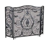 HGJHJJHK Schermo del Camino schermata da Camino 3 Pannello Ornato in Ferro battuto in Metallo Nero Camino per Gate in Piedi Copertura per Protezione Piccolo Regalo