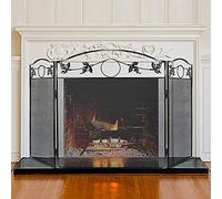 HGJHJJHK Schermo del Camino, Schermo del Camino Pieghevole a 3 Pannelli, Ferro Libero di Ferro Posizionamento della Recinzione Fence Dureble Solid Iron Frame