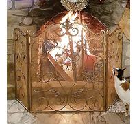 HGJHJJHK Schermo del Camino, Schermo di Decorazione del Camino a Piedi, Coperchio del Camino, 3 Pannelli Telaio in Acciaio protetto Pieghevole (Dimensione: h 91 cm) Piccolo Regalo