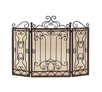 HGJHJJHK Schermo del Camino Schermo Scene Francese Schermo in Ferro battuto Tri-Fold Real Fireplation Schermo Scartoni Decorazione Hollow Household Fence Schermata Smelta
