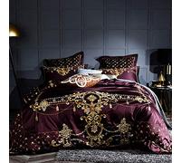 HGJHJJHK Set Copripiumino Matrimoniale, Argento Blu Bianco Ricamo Reale 100s Cotone Palace Set Biancheria da Letto copriletto Queen King Size (Colore : F, Dimensioni : Queen) (C King)